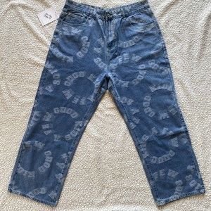 34W x 30L A Few Good Kids 3D Circle Denim Baggy Straight Fit Y2K Jeans MSRP $148